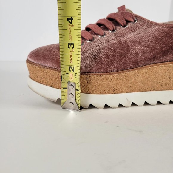 STEVE MADDEN Pink KORRIE Velour Cork Chunky Heel Lace Up Shoes Women Size 5.5 - Picture 9 of 11